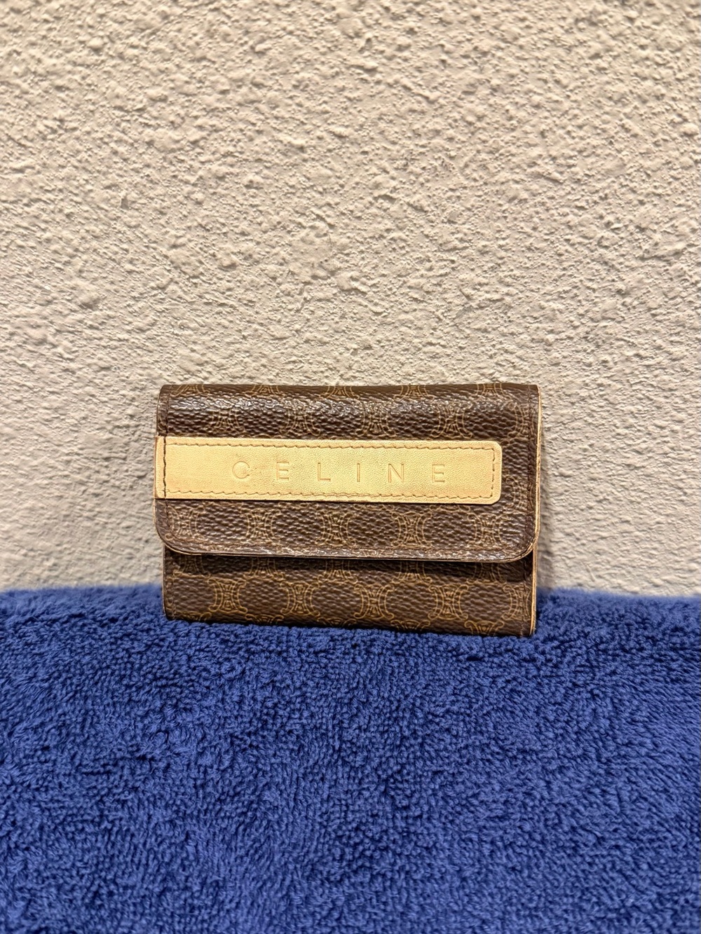Celine Macadam Brown Monogram Leather Key Holder and Cardholder